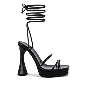 Jeffrey Campbell Primadonna Black Y2K Retro Platform Tie Up Heels Size 11